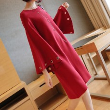 Flared sleeve knitted dress